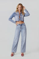 Avani Tie-Front Raw Hem Denim Jacket