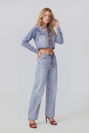Avani Tie-Front Raw Hem Denim Jacket