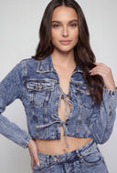 Avani Tie-Front Raw Hem Denim Jacket