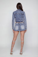 Avani Tie-Front Raw Hem Denim Jacket