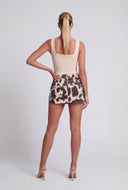 Cow Print Denim Micro Mini Skirt