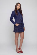 Belted Front Denim Moto Jacket