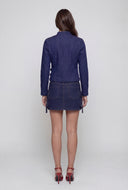 Belted Front Denim Moto Jacket