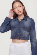 Pocket Detail Crop Denim Jacket