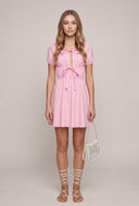 Poplin Tie Front Peasant Dress