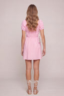 Poplin Tie Front Peasant Dress