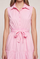 Tie Waist Mini Shirt Dress