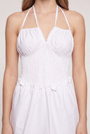 Smocked Cut Out Halter Mini Dress