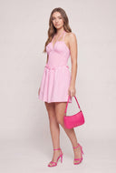 Smocked Cut Out Halter Mini Dress