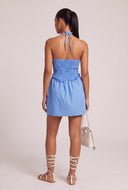 Smocked Cut Out Halter Mini Dress