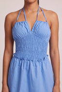 Smocked Cut Out Halter Mini Dress