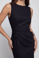 Lace-Up Sleeveless Poplin Sheath Dress