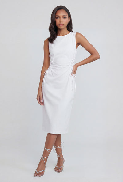 Lace-Up Sleeveless Poplin Sheath Dress