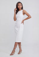 Lace-Up Sleeveless Poplin Sheath Dress