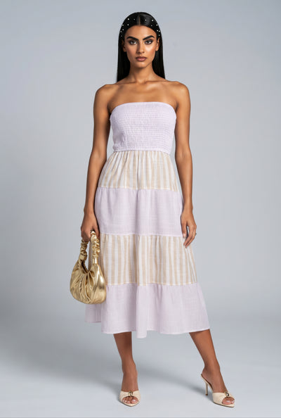 Striped Smocked Bodice Tiered Sundress