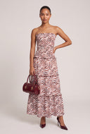 Patterned Strapless Maxi Dress