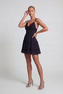 Bow Tie Back Tiered Mini Dress
