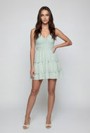 Bow Tie Back Tiered Mini Dress