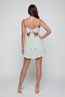 Bow Tie Back Tiered Mini Dress