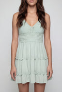 Bow Tie Back Tiered Mini Dress