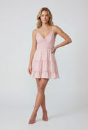 Bow Tie Back Tiered Mini Dress
