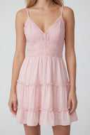 Bow Tie Back Tiered Mini Dress