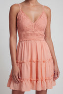 Bow Tie Back Tiered Mini Dress