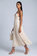 Bow Tie Back Tiered Maxi Dress