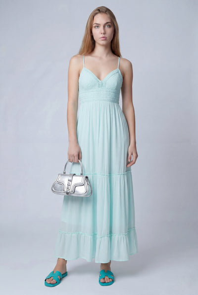 Bow Tie Back Tiered Maxi Dress