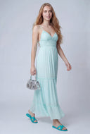 Bow Tie Back Tiered Maxi Dress