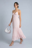 Bow Tie Back Tiered Maxi Dress