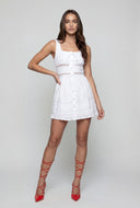 Crochet Trim Sleeveless Mini Dress