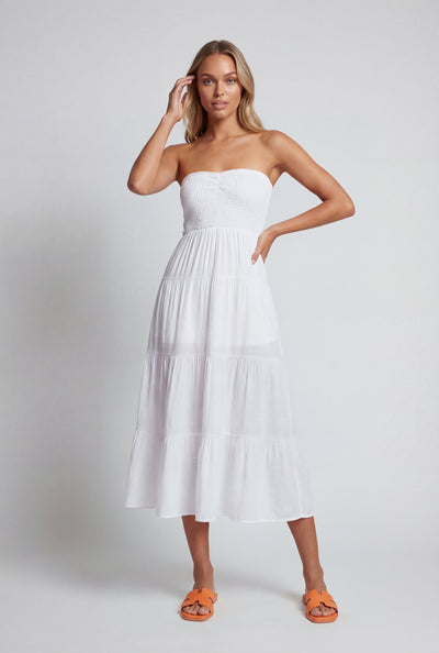 Strapless Tiered Midi Sundress