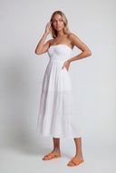 Strapless Tiered Midi Sundress