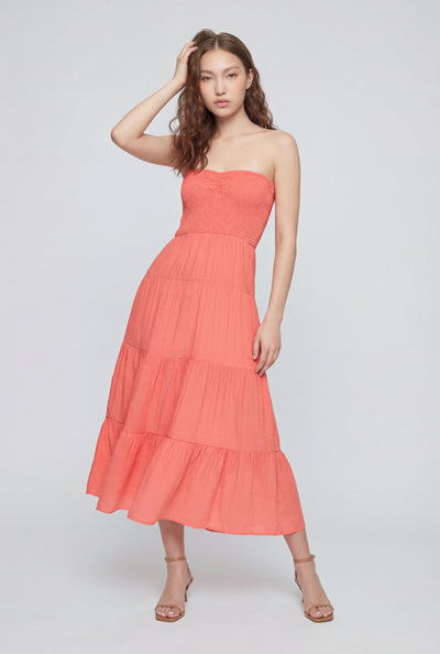 Strapless Tiered Midi Sundress
