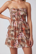 Strapless Ruffle Tiered Mini Dress