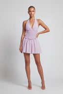 Striped Seersucker Halter Skater Dress