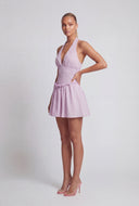 Striped Seersucker Halter Skater Dress