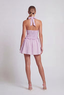 Striped Seersucker Halter Skater Dress