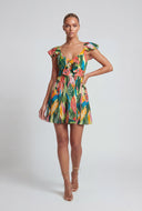Tropical Leaf Print Mini Dress