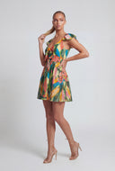 Tropical Leaf Print Mini Dress