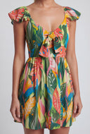 Tropical Leaf Print Mini Dress