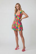 Abstract Tie Front Mini Sundress