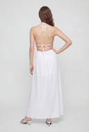 Caged Keyhole Halter Maxi Dress