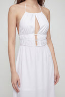 Caged Keyhole Halter Maxi Dress