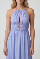 Caged Keyhole Halter Maxi Dress