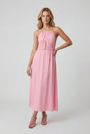Caged Keyhole Halter Maxi Dress