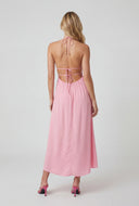 Caged Keyhole Halter Maxi Dress