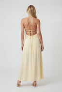 Caged Keyhole Halter Maxi Dress