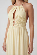 Caged Keyhole Halter Maxi Dress